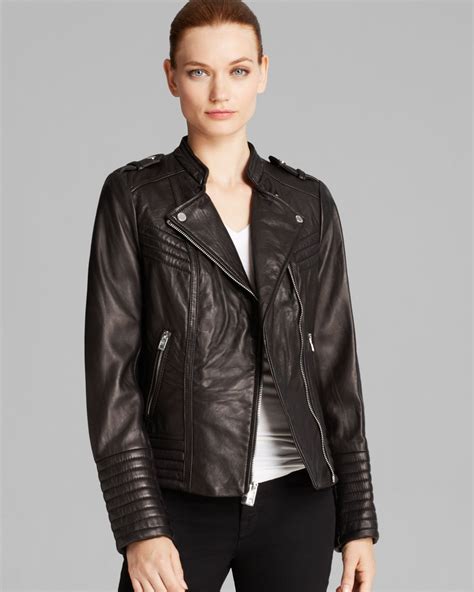 michael kors black leather jacket|michael kors asymmetrical leather jacket.